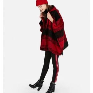 Express red plaid poncho
